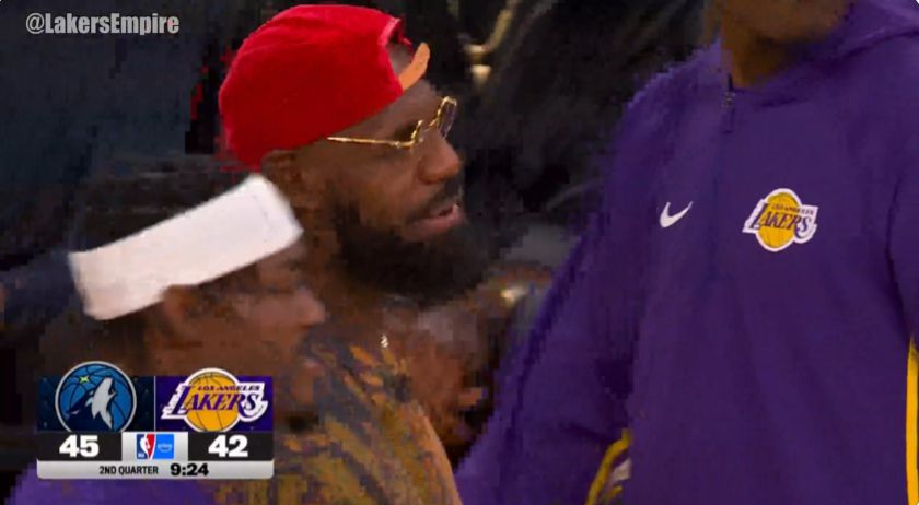 Active interaction! James kept communicating with his teammates on the court and also talked with the referees