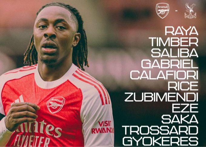 Arsenal vs Crystal Palace starting lineup: Eze vs. old club, Dzekeresh and Guey start